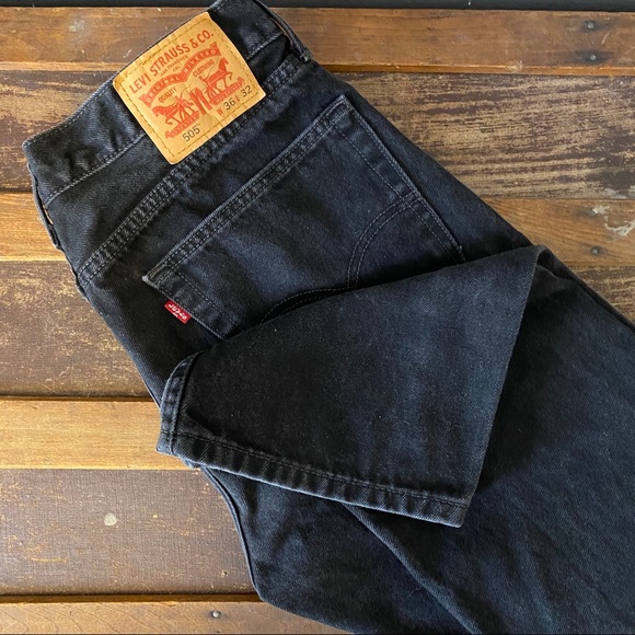 Levi’s 505 Straight Leg Jeans Black - Picture 2 of 6